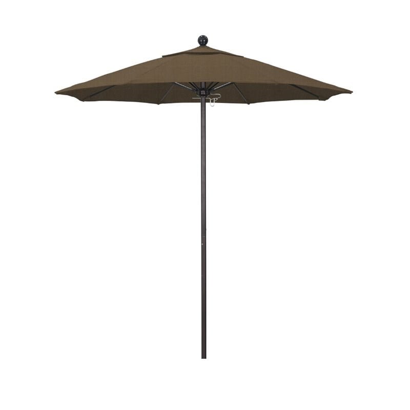 California Umbrella Venture 7.5' Bronze Market Umbrella in Sesame