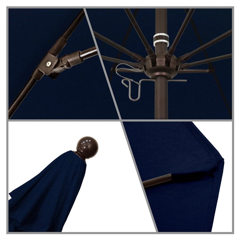 California Umbrella Venture 7.5' Bronze Market Umbrella in Navy Blue