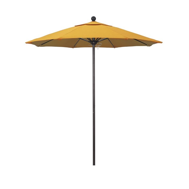 California Umbrella Venture 7.5' Bronze Market Umbrella in Yellow
