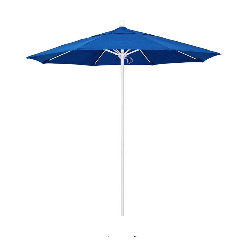 California Umbrella Venture 7.5' White Market Umbrella in Blue