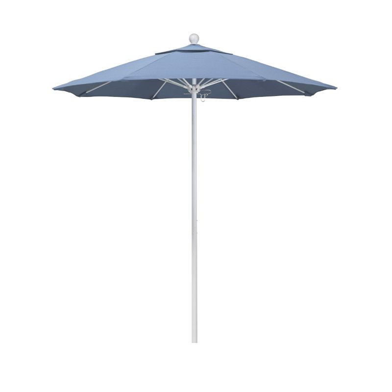 California Umbrella Venture 7.5' White Market Umbrella in Air Blue