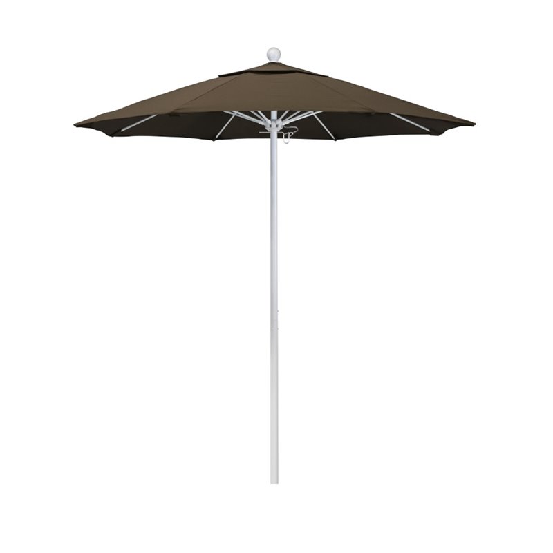 California Umbrella Venture 7.5' White Market Umbrella in Cocoa