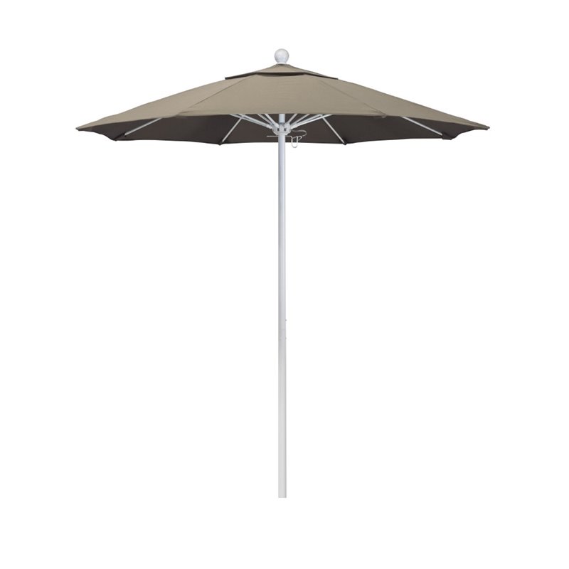 California Umbrella Venture 7.5' White Market Umbrella in Taupe