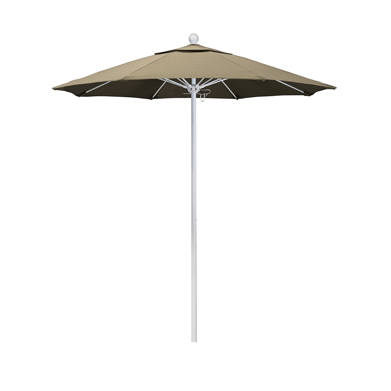 California Umbrella Venture 7.5' White Market Umbrella in Heather