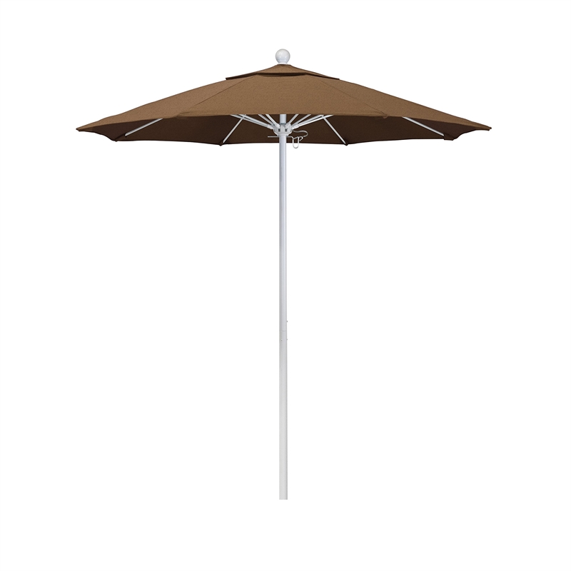 California Umbrella Venture 7.5' White Market Umbrella in Canvas Teak
