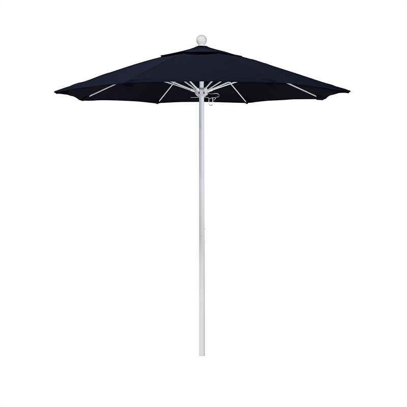 California Umbrella Venture 7.5' White Market Umbrella in Navy Blue