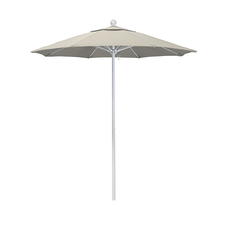 California Umbrella Venture 7.5' White Market Umbrella in Beige