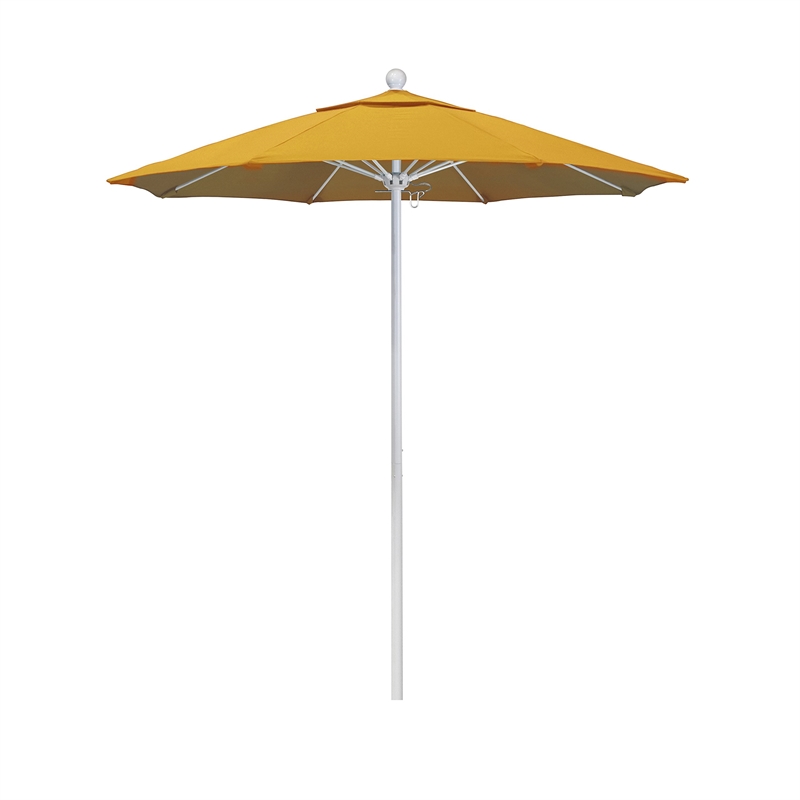 California Umbrella Venture 7.5' White Market Umbrella in Lemon
