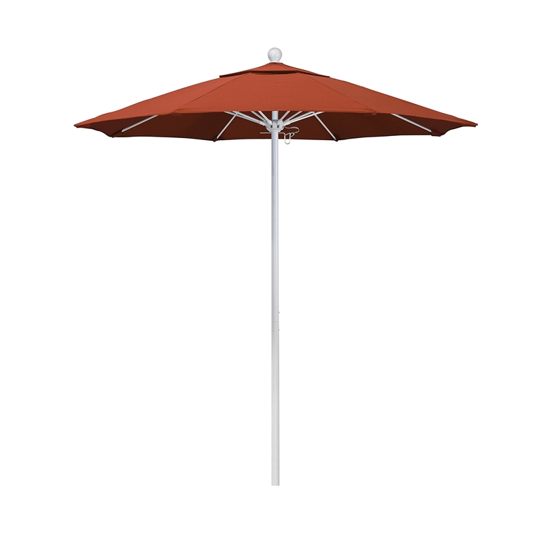 California Umbrella Venture 7.5' White Market Umbrella in Sunset