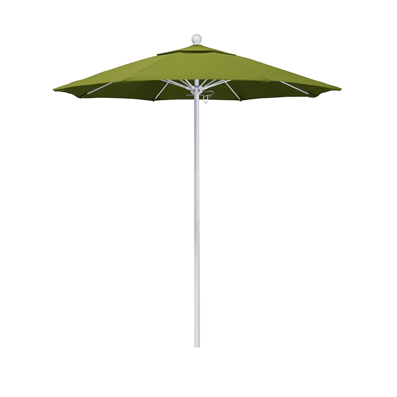California Umbrella Venture 7.5' White Market Umbrella in Kiwi