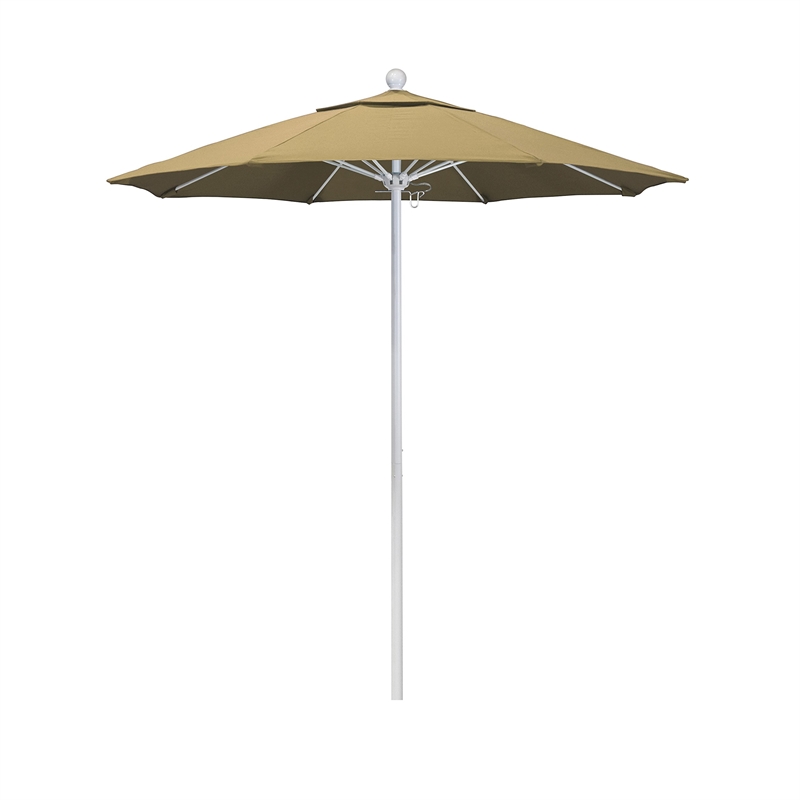 California Umbrella Venture 7.5' White Market Umbrella in Champagne