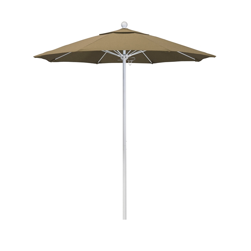 California Umbrella Venture 7.5' White Market Umbrella in Straw