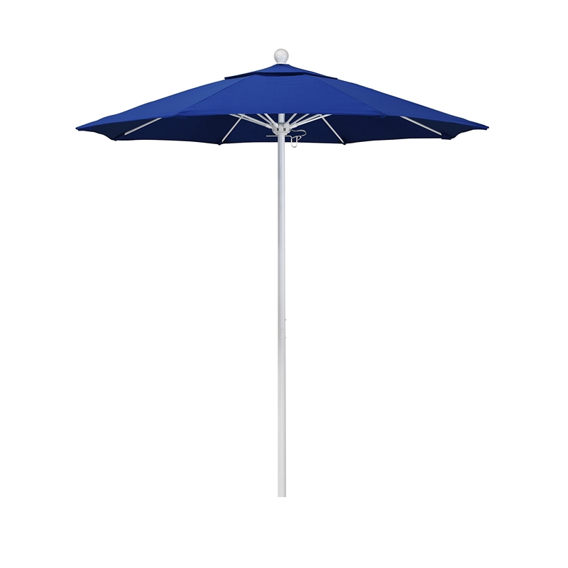 California Umbrella Venture 7.5' White Market Umbrella in Blue