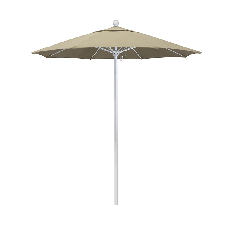 California Umbrella Venture 7.5' White Market Umbrella in Beige