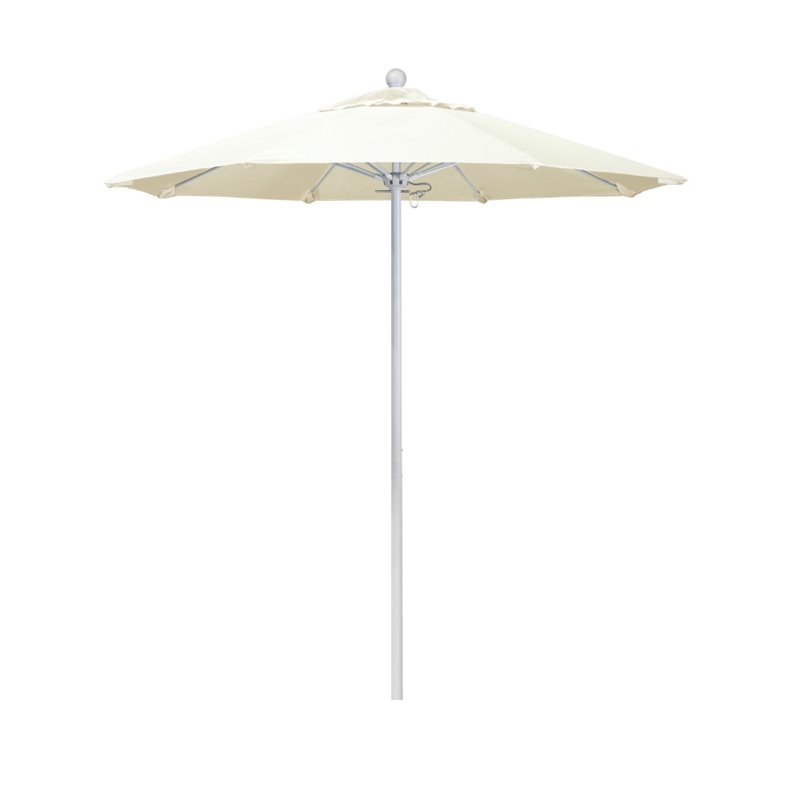 California Umbrella Venture 7.5' White Market Umbrella in Canvas