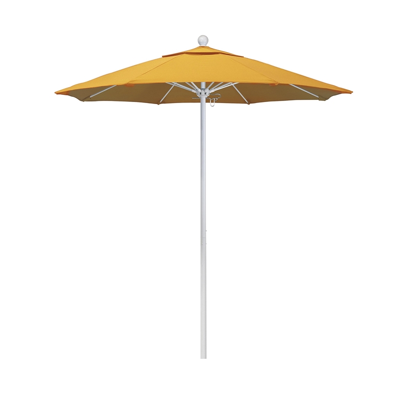 California Umbrella Venture 7.5' White Market Umbrella in Yellow