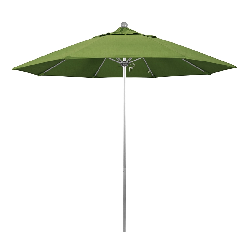 California Umbrella Venture 9' Silver Market Umbrella in Cilantro