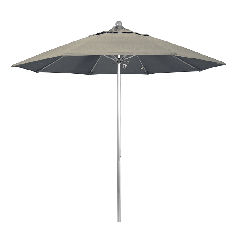 California Umbrella Venture 9' Silver Market Umbrella in Dove