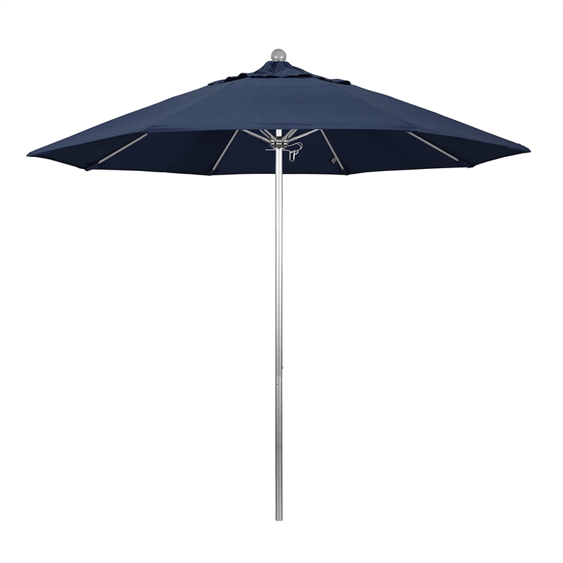 California Umbrella Venture 9' Silver Market Umbrella in Indigo