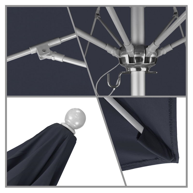 California Umbrella Venture 9' Silver Market Umbrella in Indigo