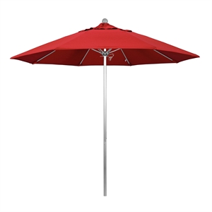 California Umbrella Venture 9' Silver Market Umbrella in Jockey Red