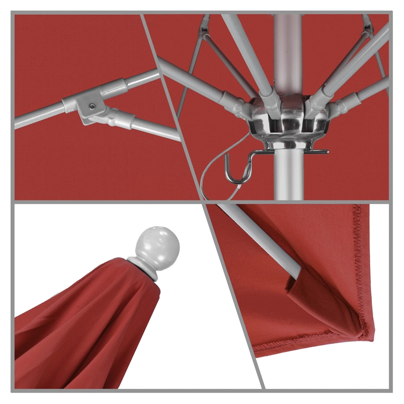 California Umbrella Venture 9' Silver Market Umbrella in Jockey Red