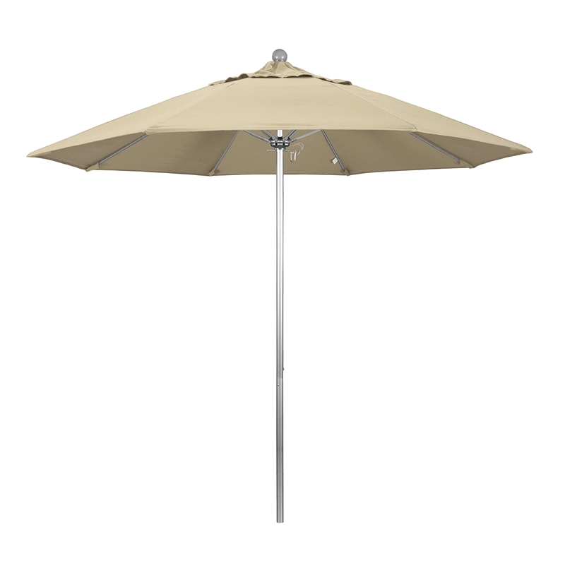 California Umbrella Venture 9' Silver Market Umbrella in Beige