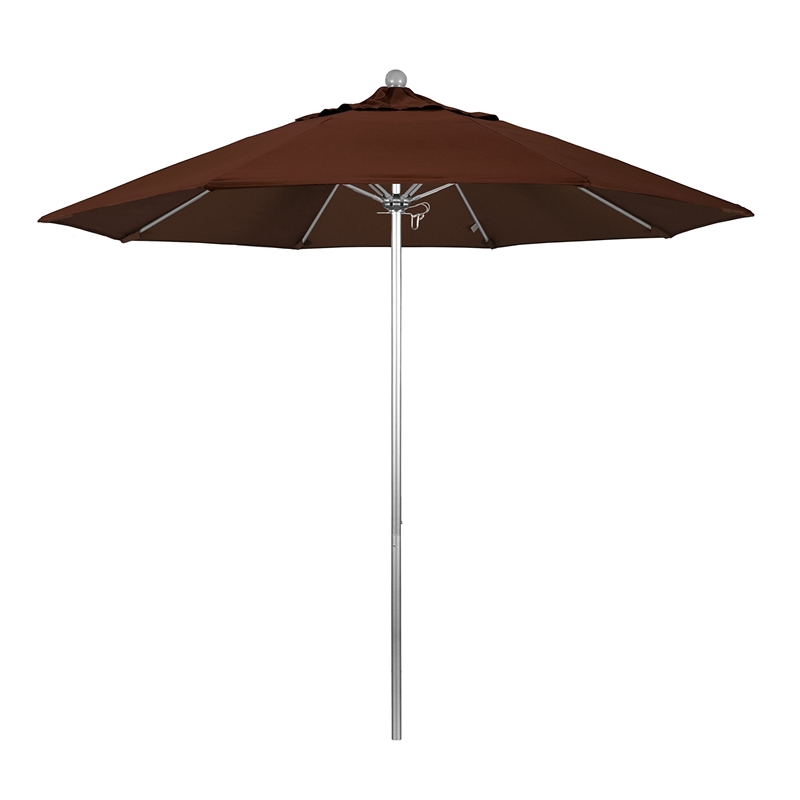 California Umbrella Venture 9' Silver Market Umbrella in Bay Brown
