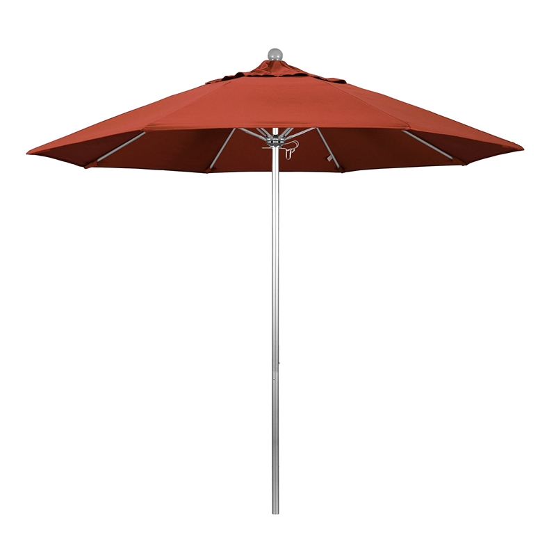 California Umbrella Venture 9' Silver Market Umbrella in Terracotta