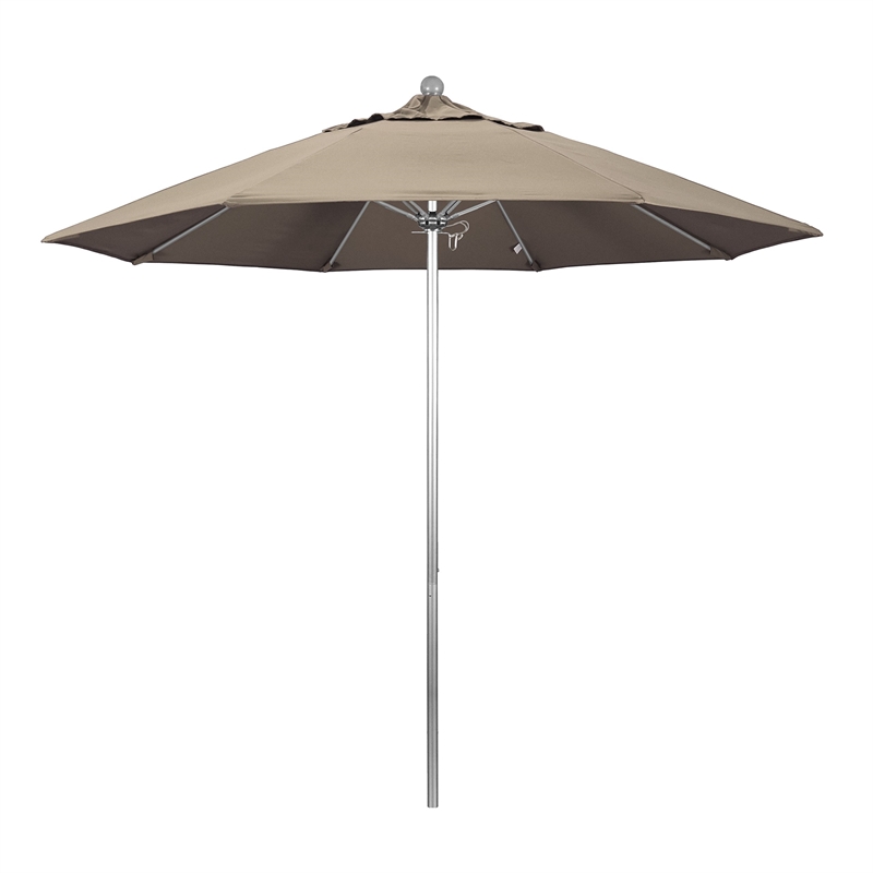 California Umbrella Venture 9' Silver Market Umbrella in Taupe