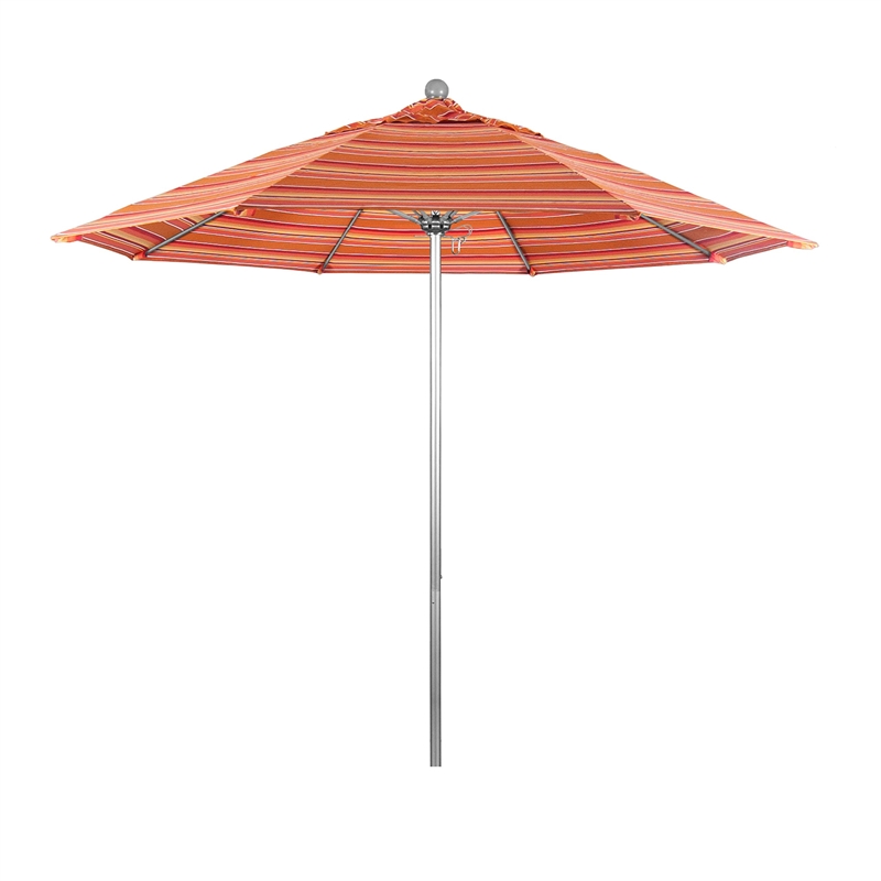 California Umbrella Venture 9' Silver Market Umbrella in Dolce Mango
