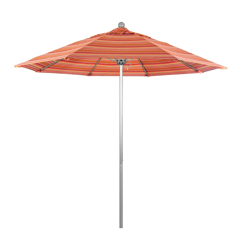 California Umbrella Venture 9' Silver Market Umbrella in Dolce Mango
