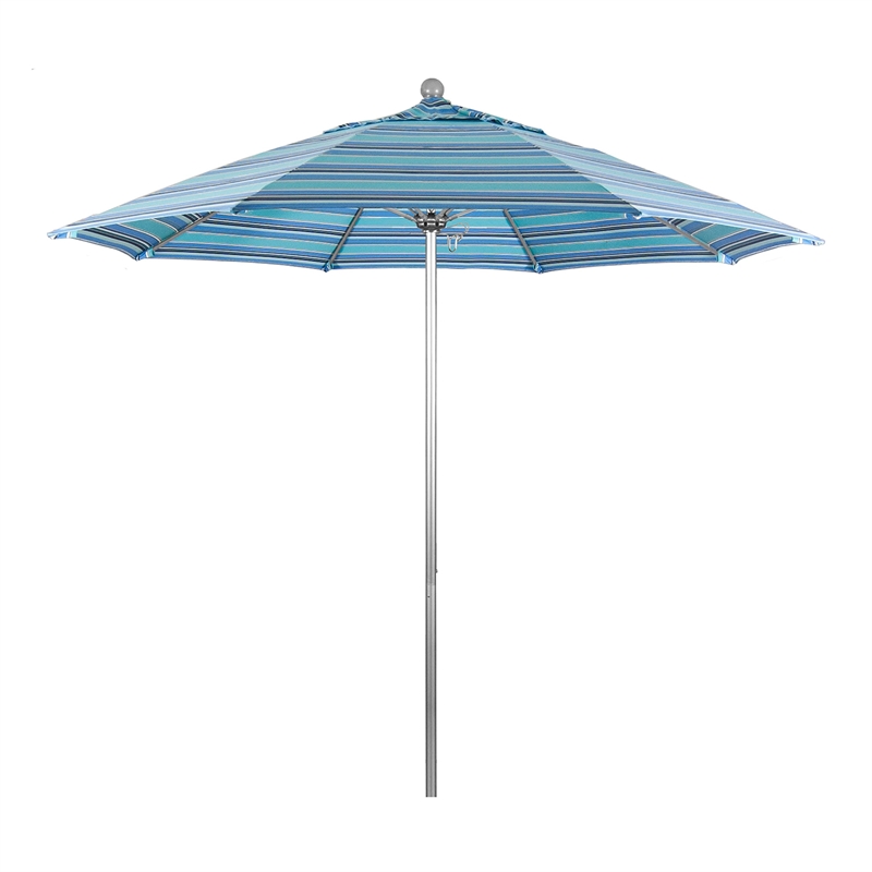 California Umbrella Venture 9' Silver Market Umbrella in Dolce Oasis