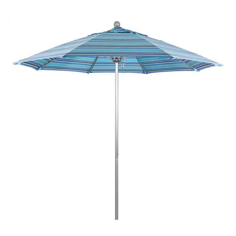 California Umbrella Venture 9' Silver Market Umbrella in Dolce Oasis