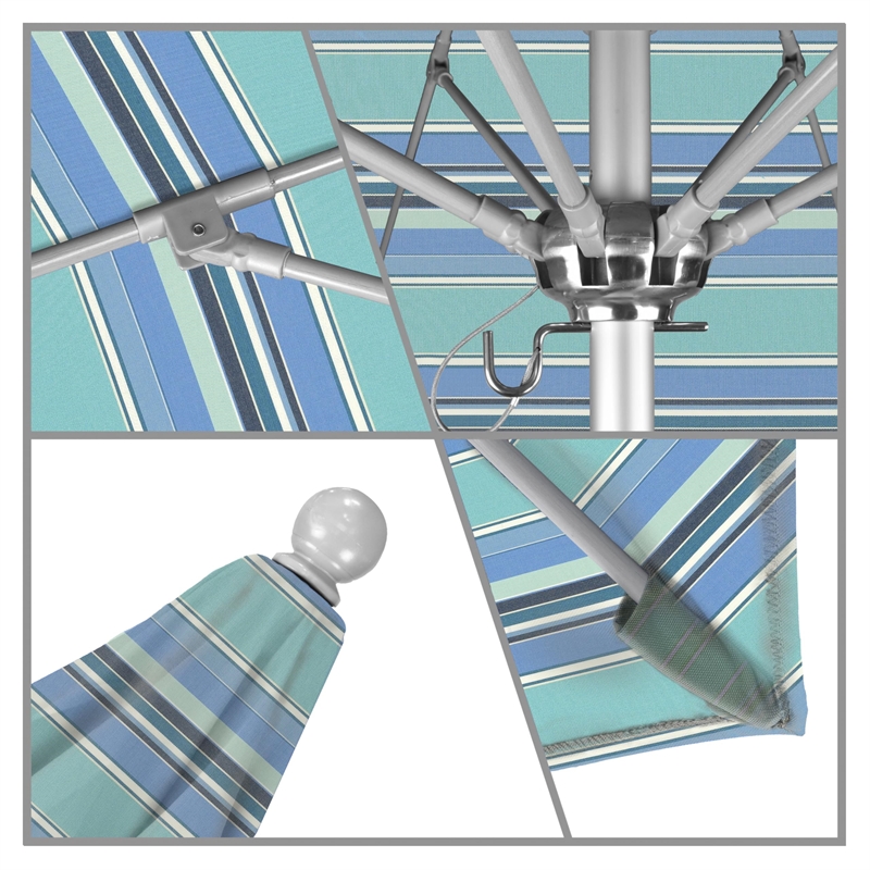 California Umbrella Venture 9' Silver Market Umbrella in Dolce Oasis