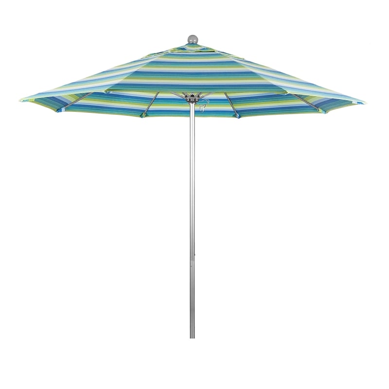 California Umbrella Venture 9' Silver Market Umbrella in Seaside