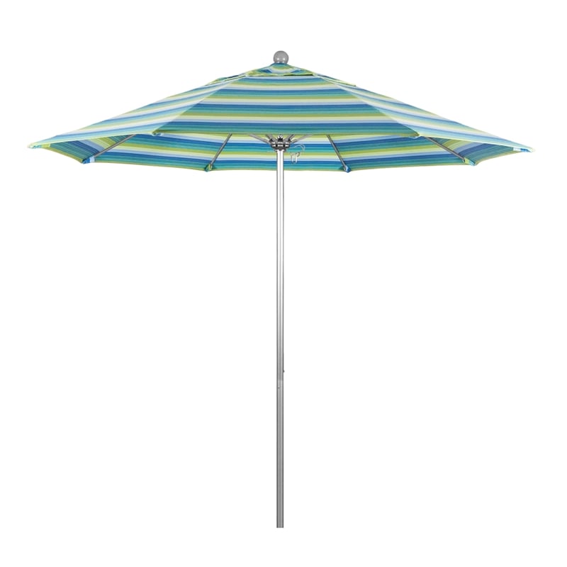 California Umbrella Venture 9' Silver Market Umbrella in Seaside