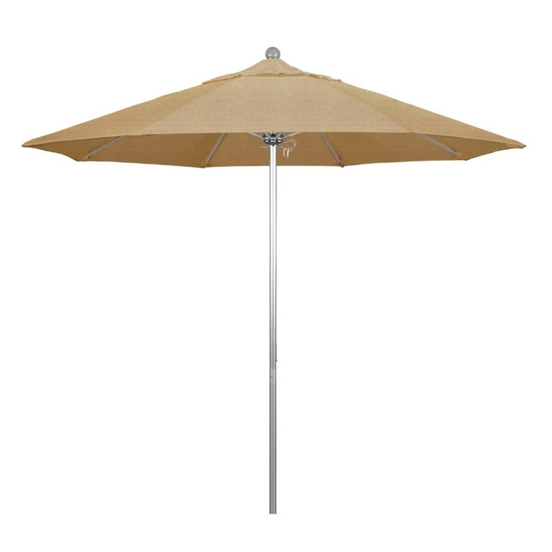 California Umbrella Venture 9' Silver Market Umbrella in Linen