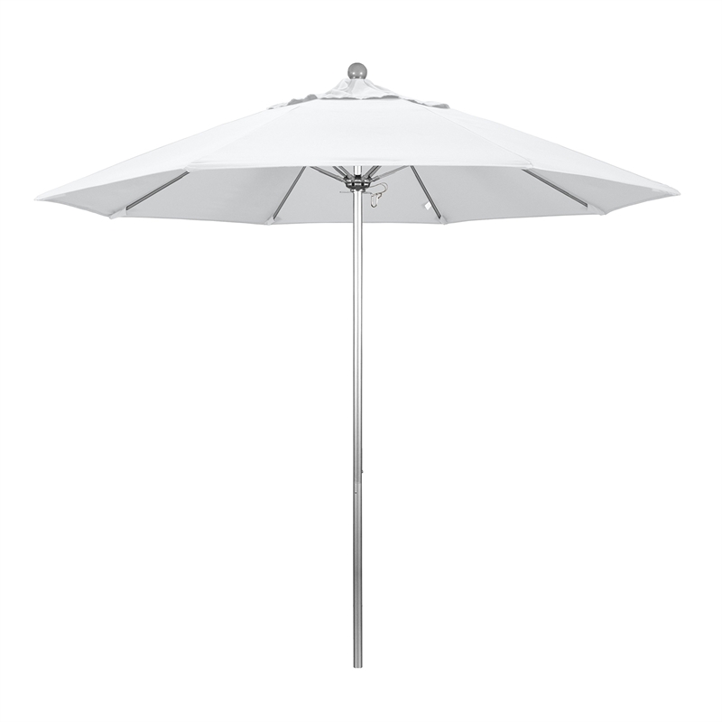 California Umbrella Venture 9' Silver Market Umbrella in White