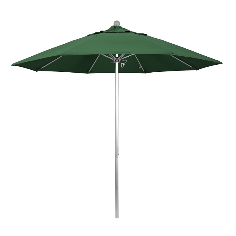 California Umbrella Venture 9' Silver Market Umbrella in Green