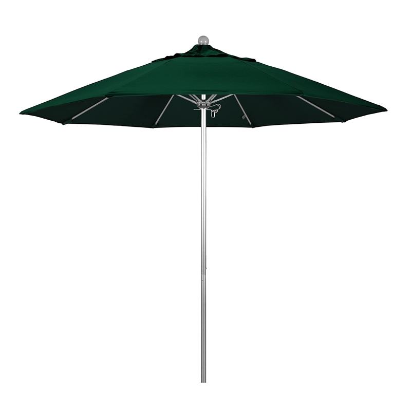 California Umbrella Venture 9' Silver Market Umbrella in Green