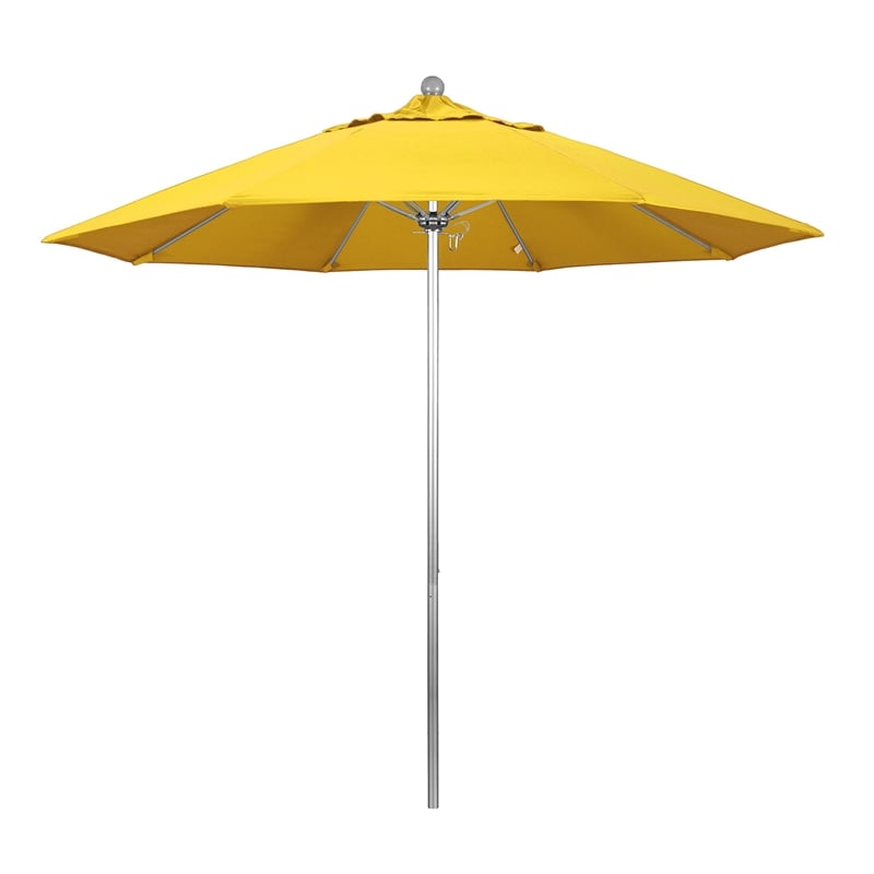 California Umbrella Venture 9' Silver Market Umbrella in Lemon