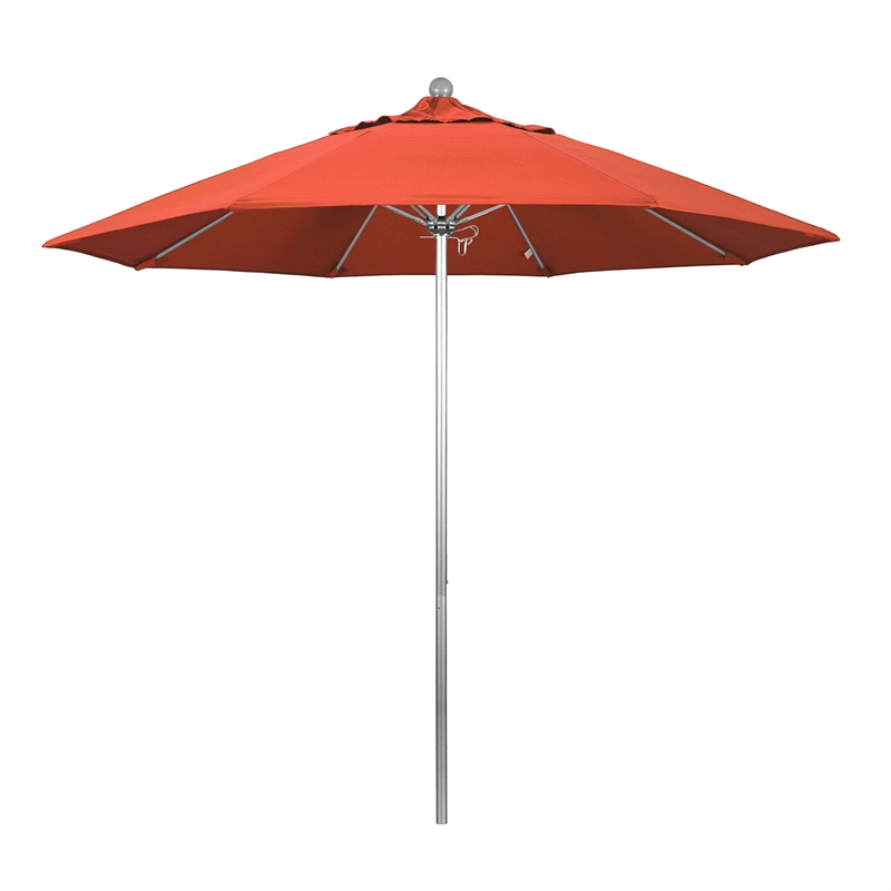 California Umbrella Venture 9' Silver Market Umbrella in Sunset