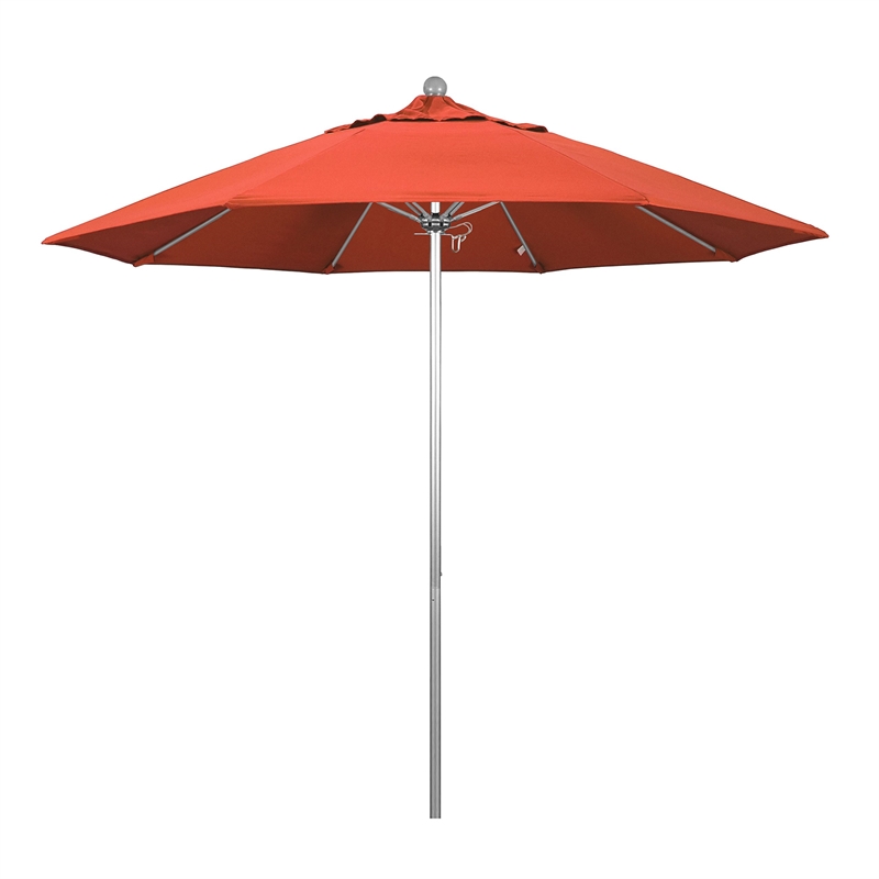 California Umbrella Venture 9' Silver Market Umbrella in Sunset