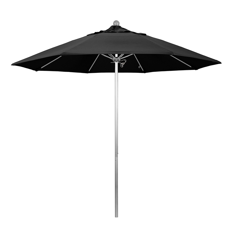 California Umbrella Venture 9' Silver Market Umbrella in Black