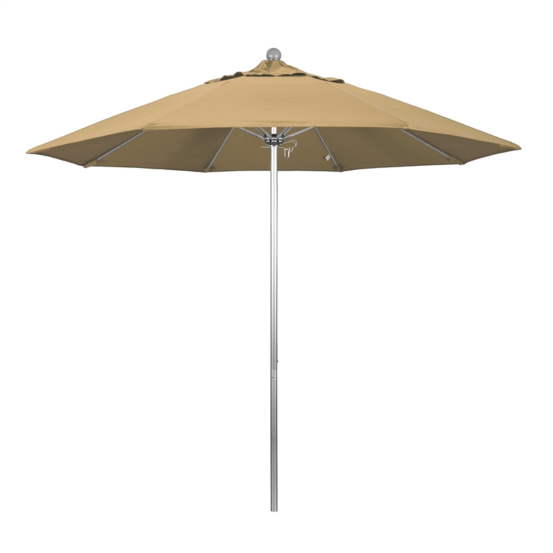 California Umbrella Venture 9' Silver Market Umbrella in Champagne