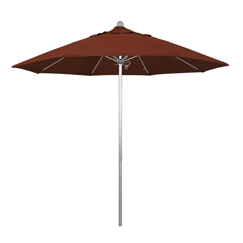 California Umbrella Venture 9' Silver Market Umbrella in Terracotta