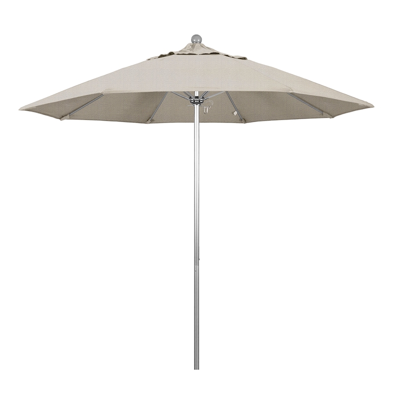 California Umbrella Venture 9' Silver Market Umbrella in Granite