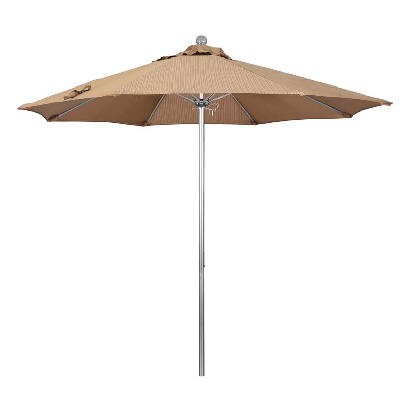 California Umbrella Venture 9' Silver Market Umbrella in Sequoia