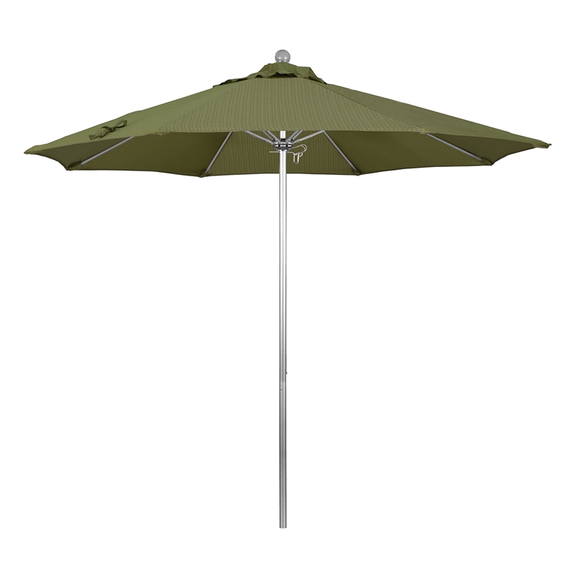 California Umbrella Venture 9' Silver Market Umbrella in Fern